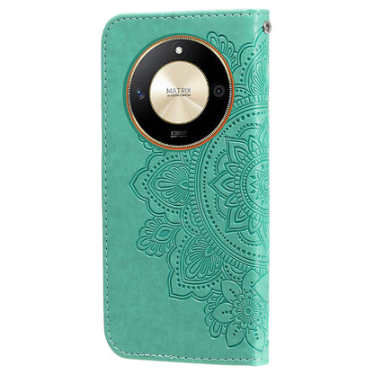 For Honor X50 Flower Imprint PU Leather Cover Folding Stand Wallet Phone Case