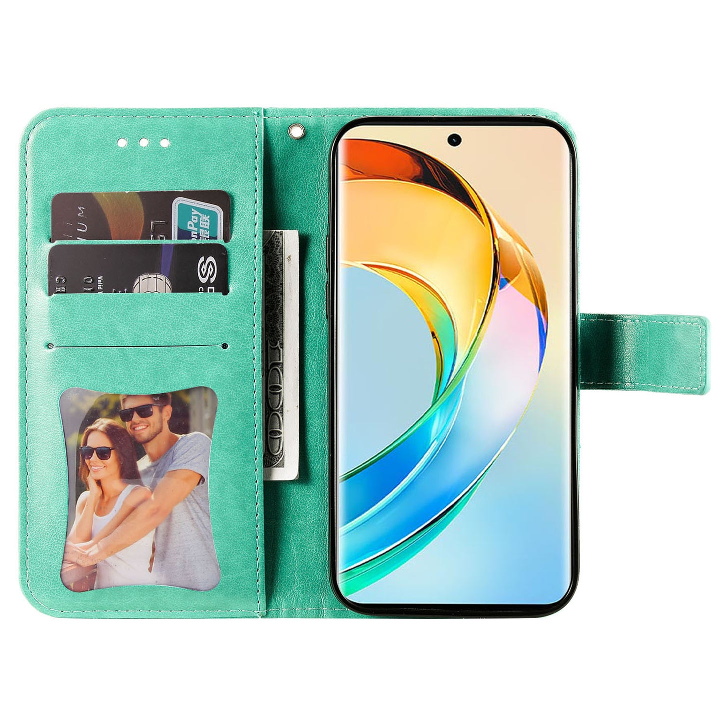 For Honor X50 Flower Imprint PU Leather Cover Folding Stand Wallet Phone Case