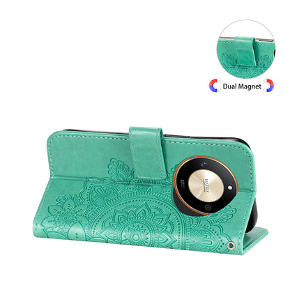 For Honor X50 Flower Imprint PU Leather Cover Folding Stand Wallet Phone Case