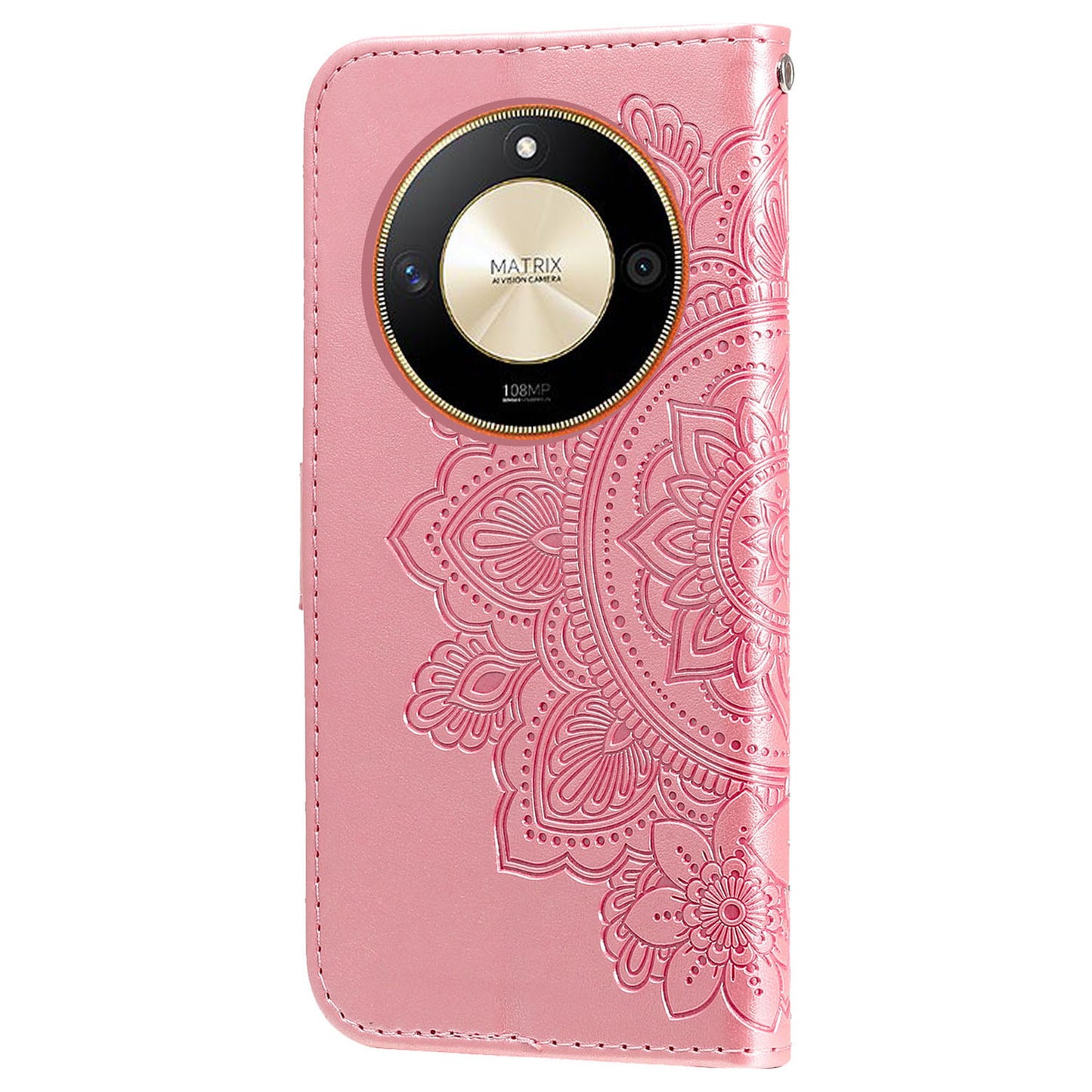 For Honor X50 Flower Imprint PU Leather Cover Folding Stand Wallet Phone Case
