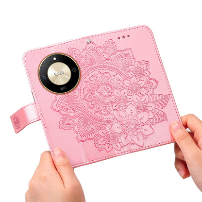 For Honor X50 Flower Imprint PU Leather Cover Folding Stand Wallet Phone Case