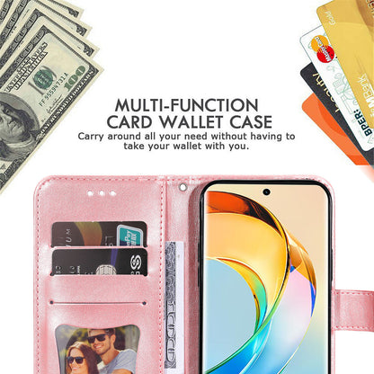 For Honor X50 Flower Imprint PU Leather Cover Folding Stand Wallet Phone Case
