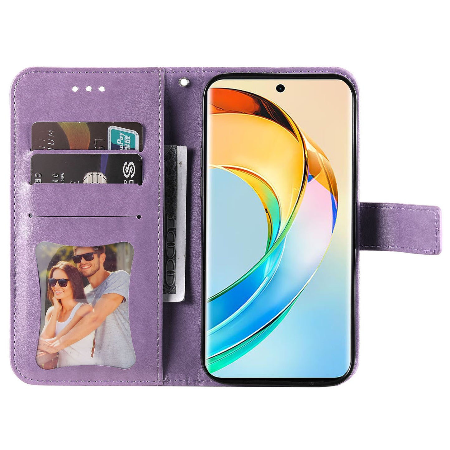 For Honor X50 Flower Imprint PU Leather Cover Folding Stand Wallet Phone Case