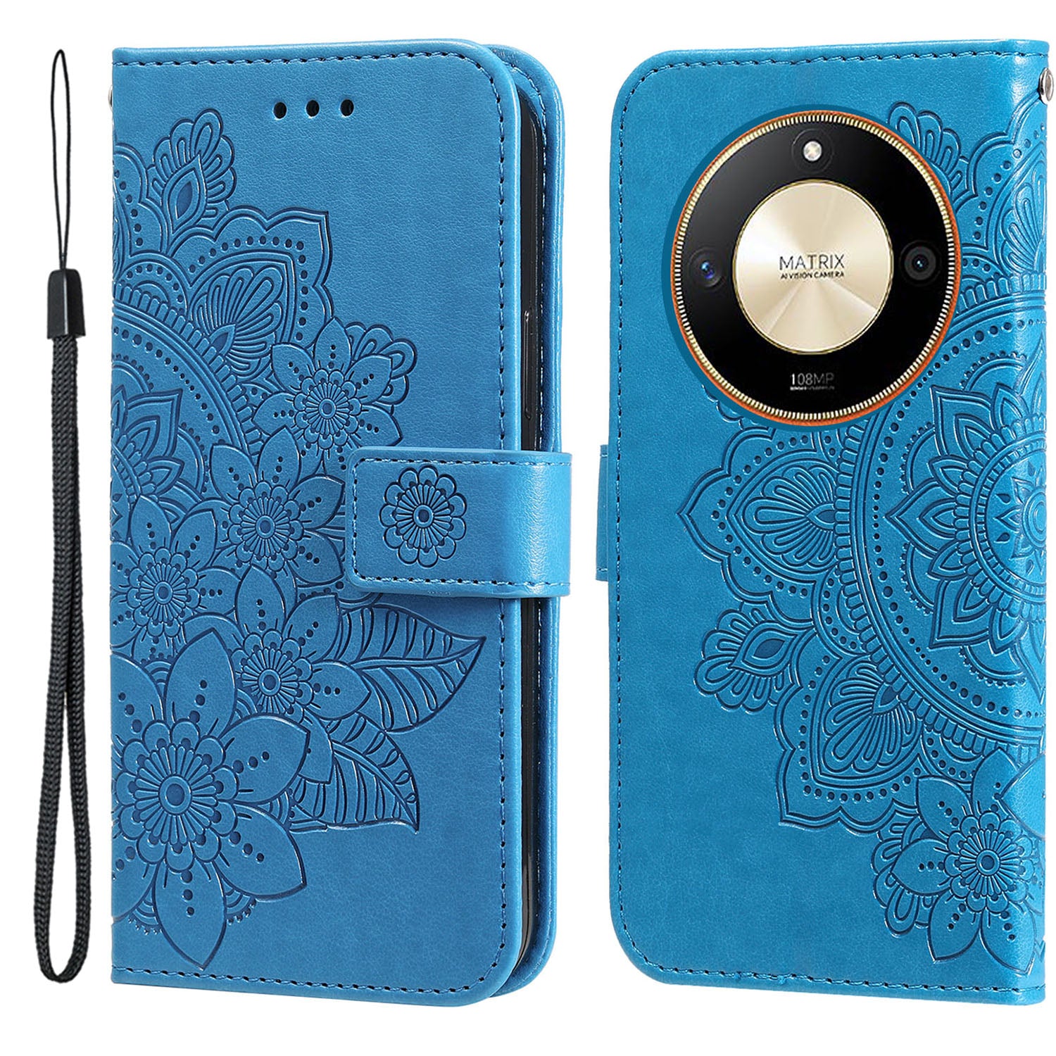 For Honor X50 Flower Imprint PU Leather Cover Folding Stand Wallet Phone Case
