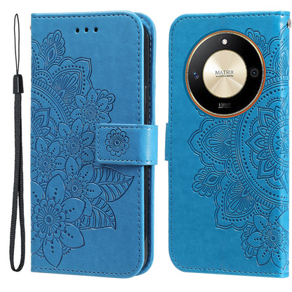 For Honor X50 Flower Imprint PU Leather Cover Folding Stand Wallet Phone Case