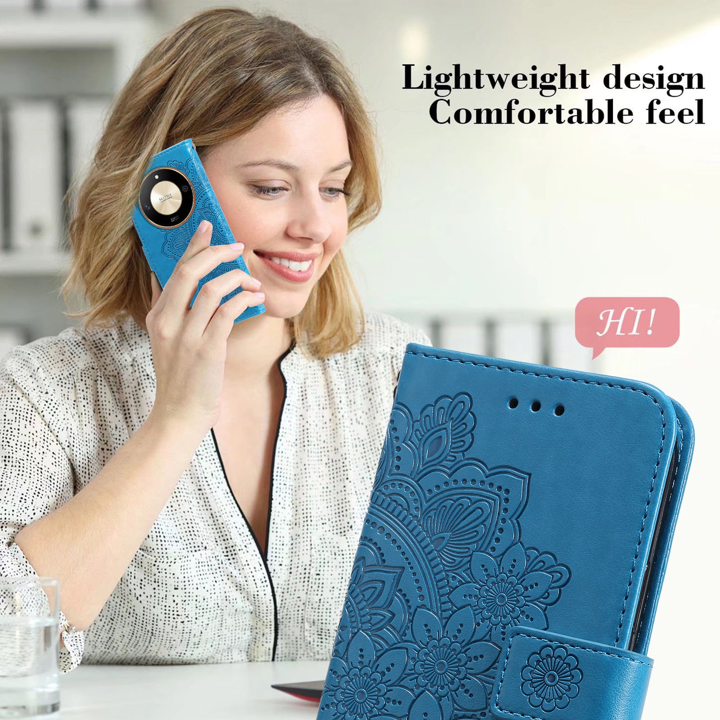 For Honor X50 Flower Imprint PU Leather Cover Folding Stand Wallet Phone Case