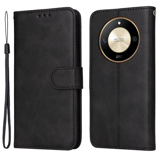 For Honor X50 PU Leather Wallet Stand Case Calf Texture Full Protection Phone Cover