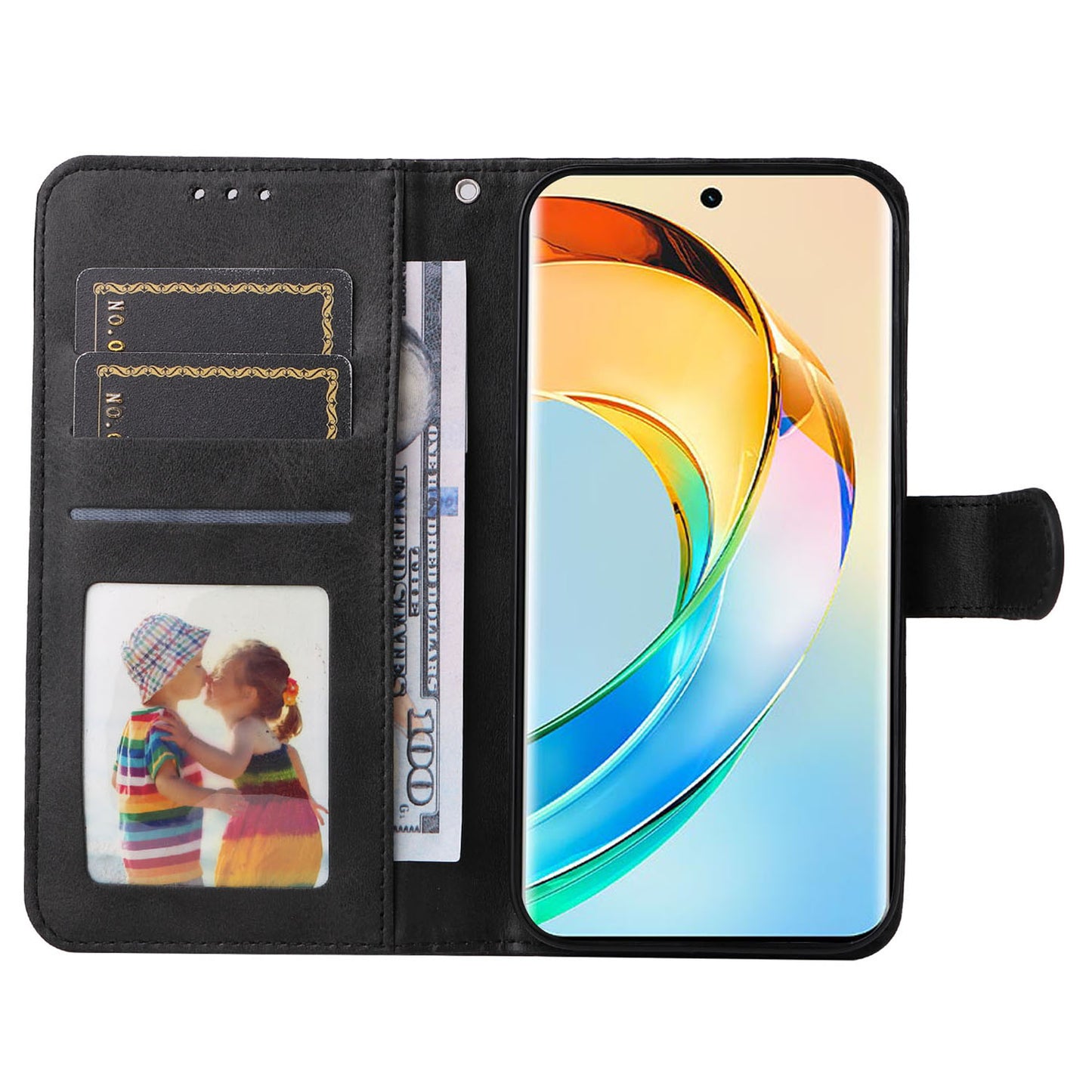 For Honor X50 PU Leather Wallet Stand Case Calf Texture Full Protection Phone Cover