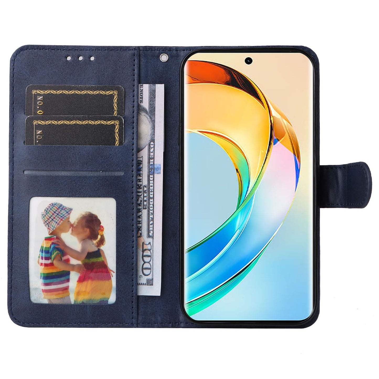 For Honor X50 PU Leather Wallet Stand Case Calf Texture Full Protection Phone Cover