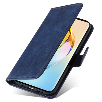 For Honor X50 PU Leather Wallet Stand Case Calf Texture Full Protection Phone Cover