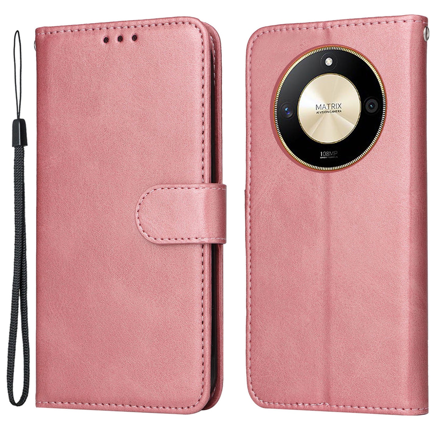 For Honor X50 PU Leather Wallet Stand Case Calf Texture Full Protection Phone Cover