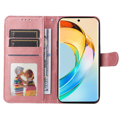 For Honor X50 PU Leather Wallet Stand Case Calf Texture Full Protection Phone Cover