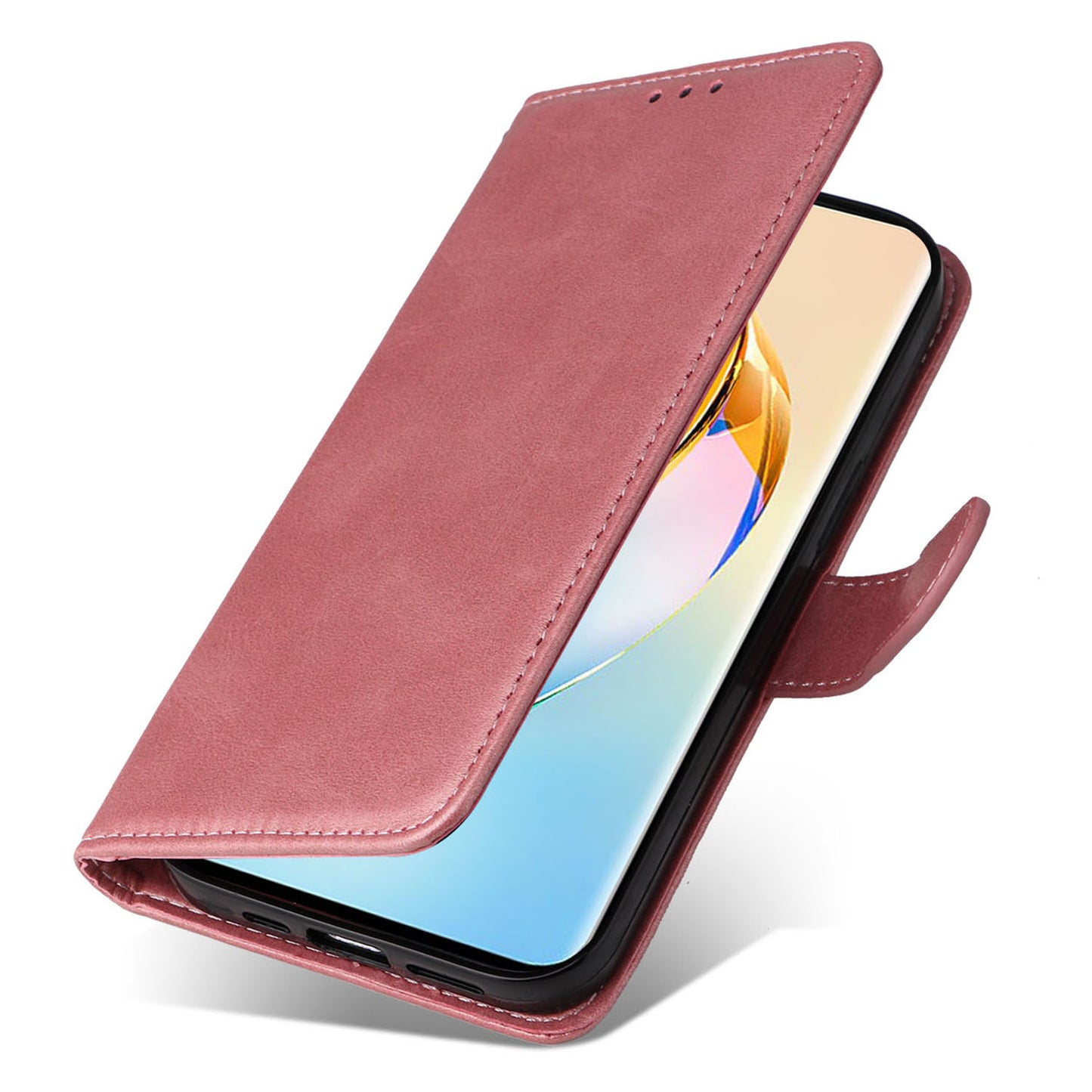 For Honor X50 PU Leather Wallet Stand Case Calf Texture Full Protection Phone Cover