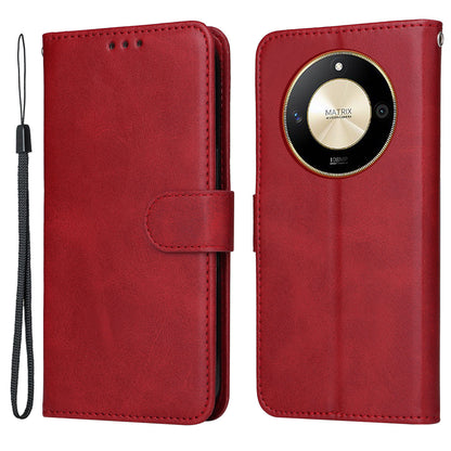 For Honor X50 PU Leather Wallet Stand Case Calf Texture Full Protection Phone Cover