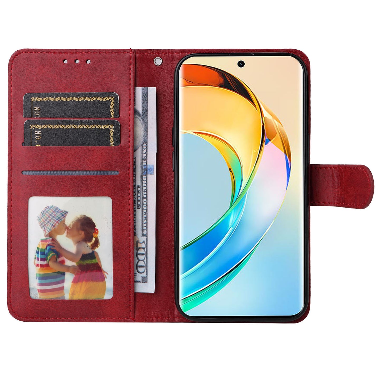 For Honor X50 PU Leather Wallet Stand Case Calf Texture Full Protection Phone Cover