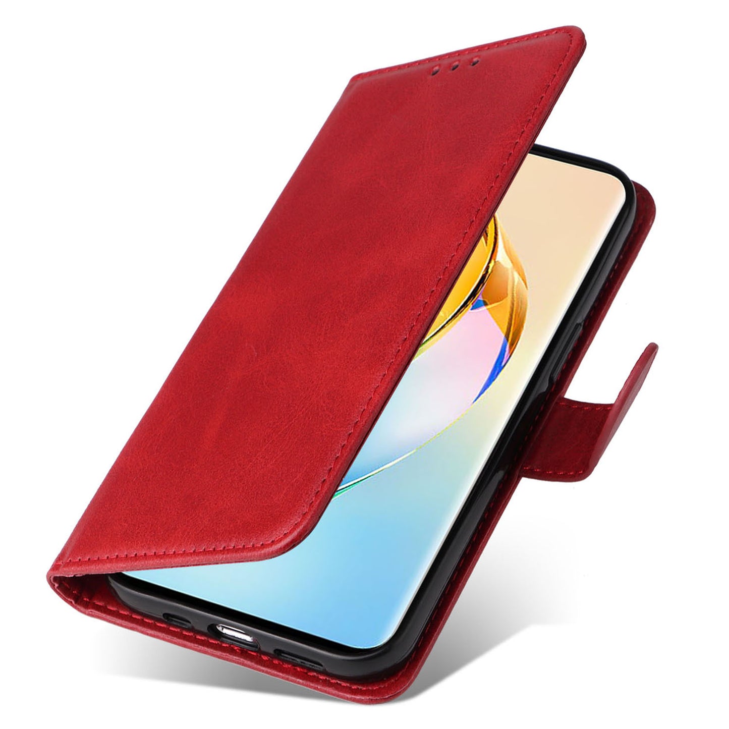 For Honor X50 PU Leather Wallet Stand Case Calf Texture Full Protection Phone Cover