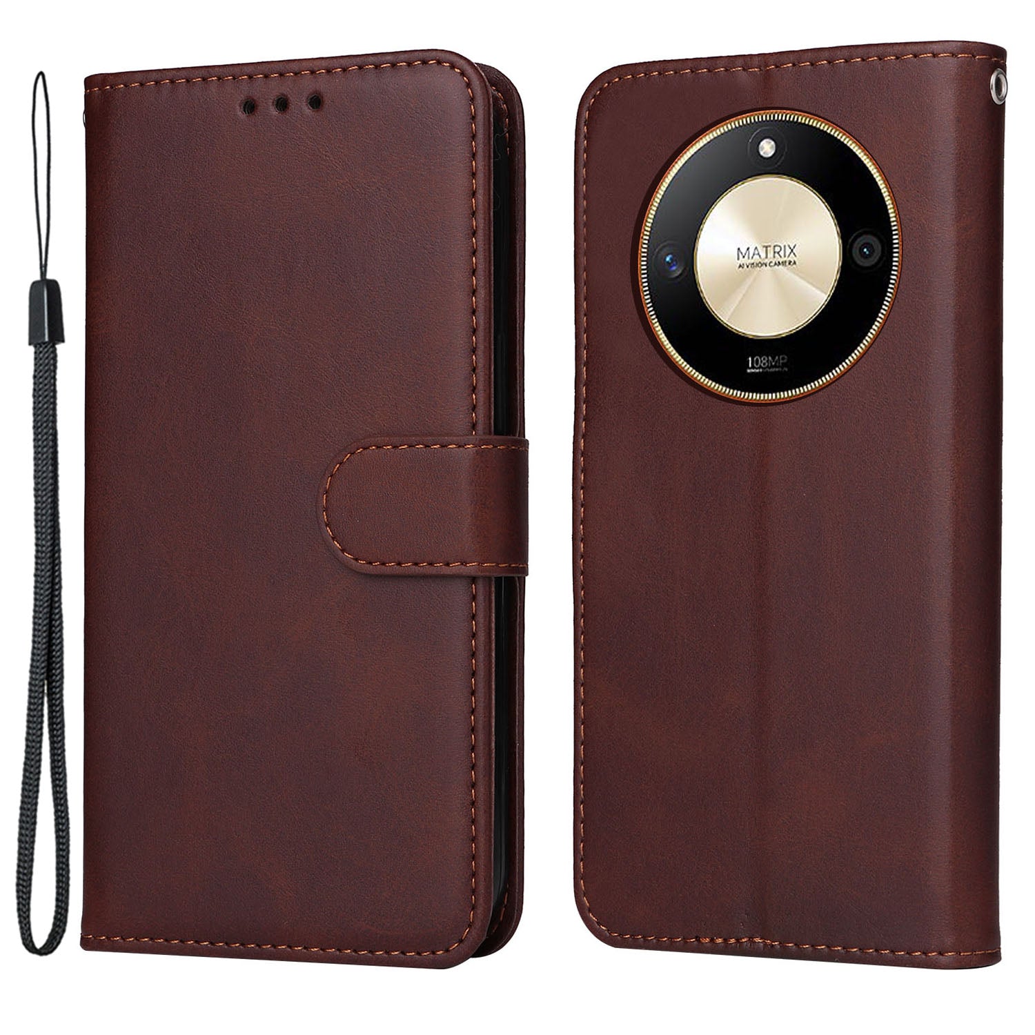 For Honor X50 PU Leather Wallet Stand Case Calf Texture Full Protection Phone Cover