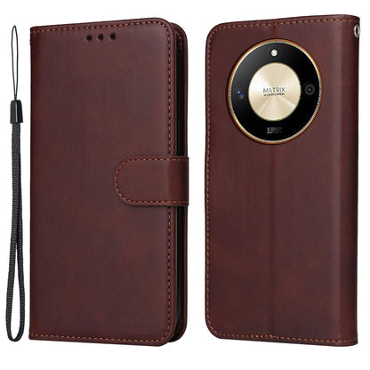 For Honor X50 PU Leather Wallet Stand Case Calf Texture Full Protection Phone Cover