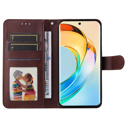 For Honor X50 PU Leather Wallet Stand Case Calf Texture Full Protection Phone Cover