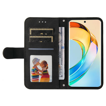 For Honor X50 Imprinted Skin-touch Phone Cover PU Leather Stand Wallet Shockproof Case