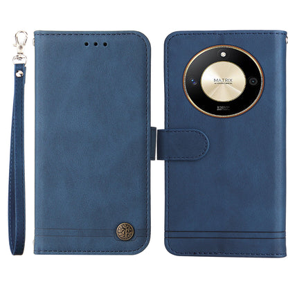 For Honor X50 Imprinted Skin-touch Phone Cover PU Leather Stand Wallet Shockproof Case