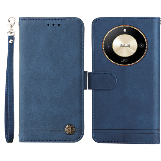 For Honor X50 Imprinted Skin-touch Phone Cover PU Leather Stand Wallet Shockproof Case