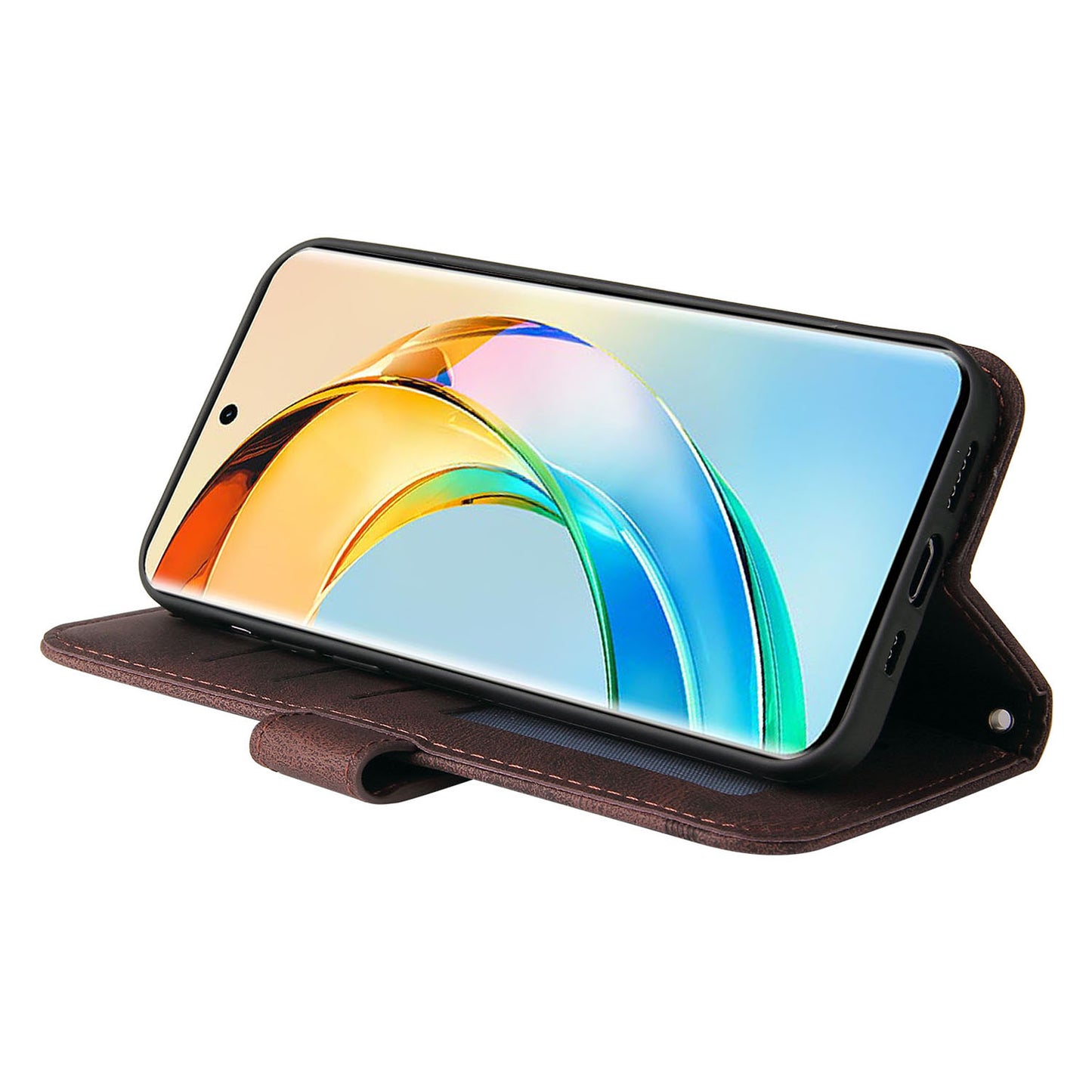 For Honor X50 Imprinted Skin-touch Phone Cover PU Leather Stand Wallet Shockproof Case