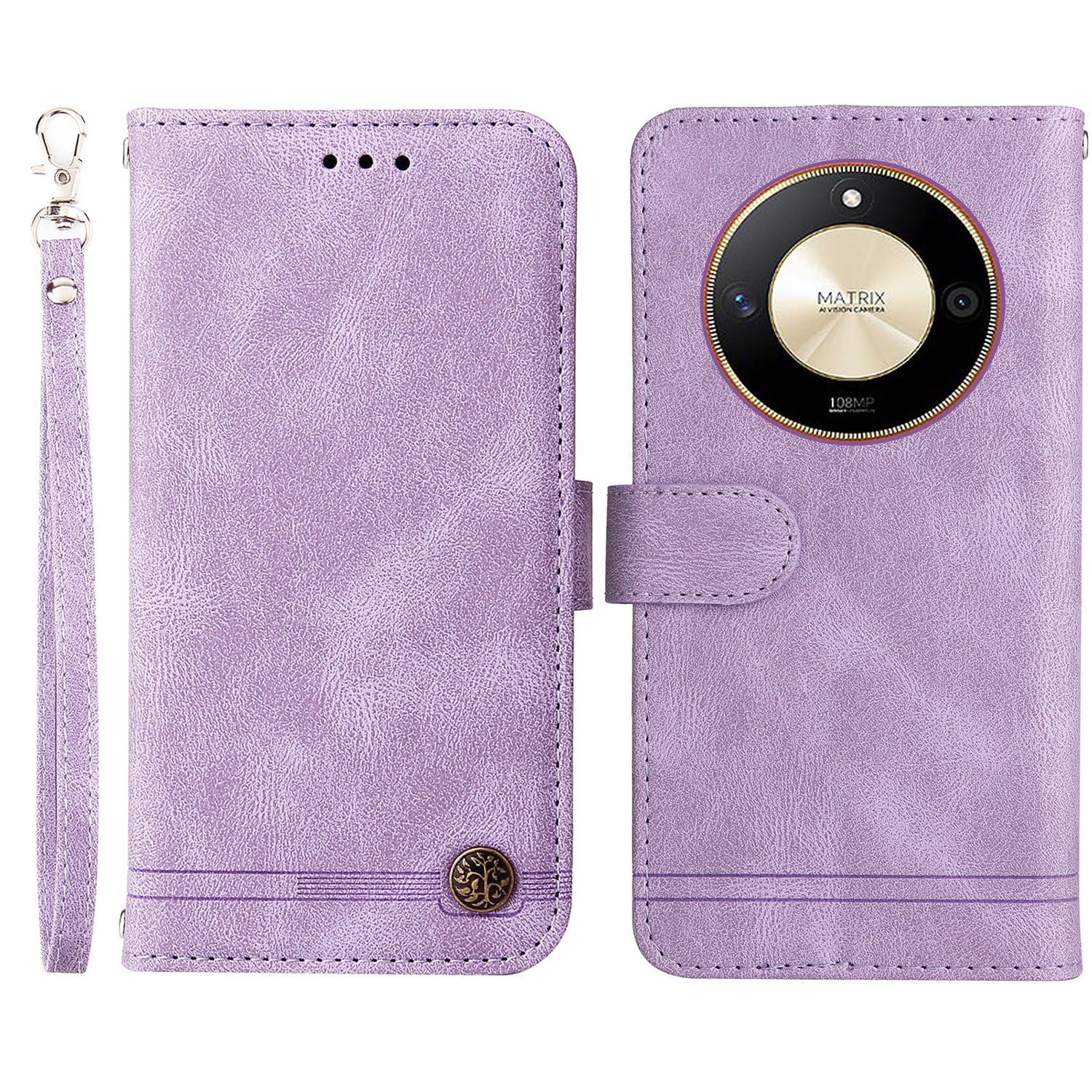 For Honor X50 Imprinted Skin-touch Phone Cover PU Leather Stand Wallet Shockproof Case