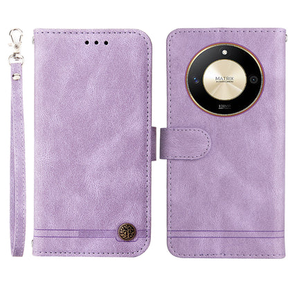 For Honor X50 Imprinted Skin-touch Phone Cover PU Leather Stand Wallet Shockproof Case