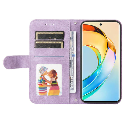 For Honor X50 Imprinted Skin-touch Phone Cover PU Leather Stand Wallet Shockproof Case