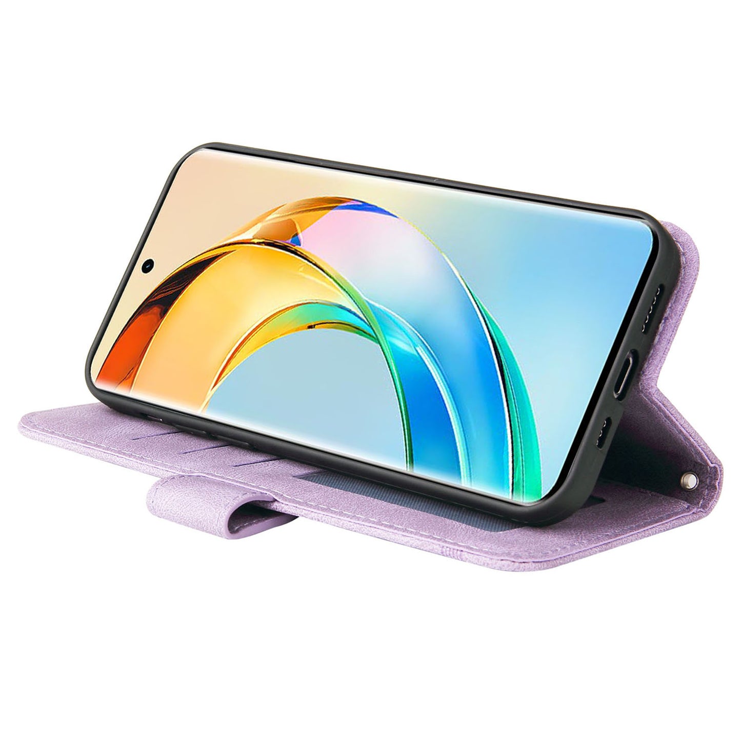 For Honor X50 Imprinted Skin-touch Phone Cover PU Leather Stand Wallet Shockproof Case