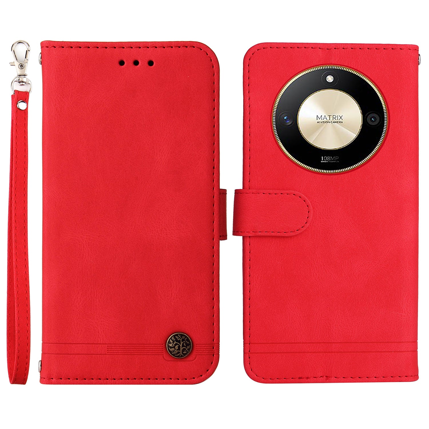 For Honor X50 Imprinted Skin-touch Phone Cover PU Leather Stand Wallet Shockproof Case