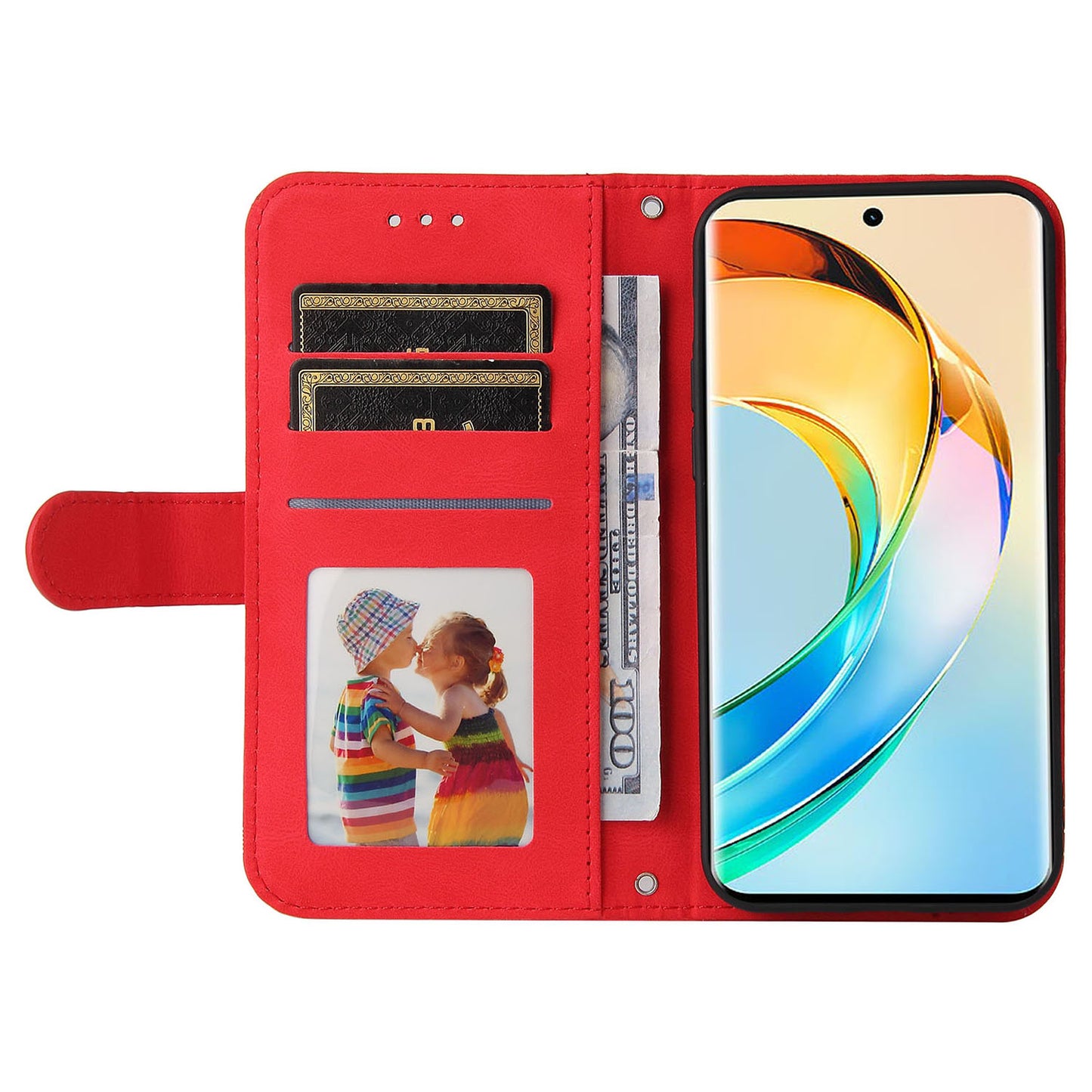 For Honor X50 Imprinted Skin-touch Phone Cover PU Leather Stand Wallet Shockproof Case