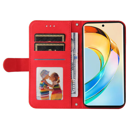 For Honor X50 Imprinted Skin-touch Phone Cover PU Leather Stand Wallet Shockproof Case