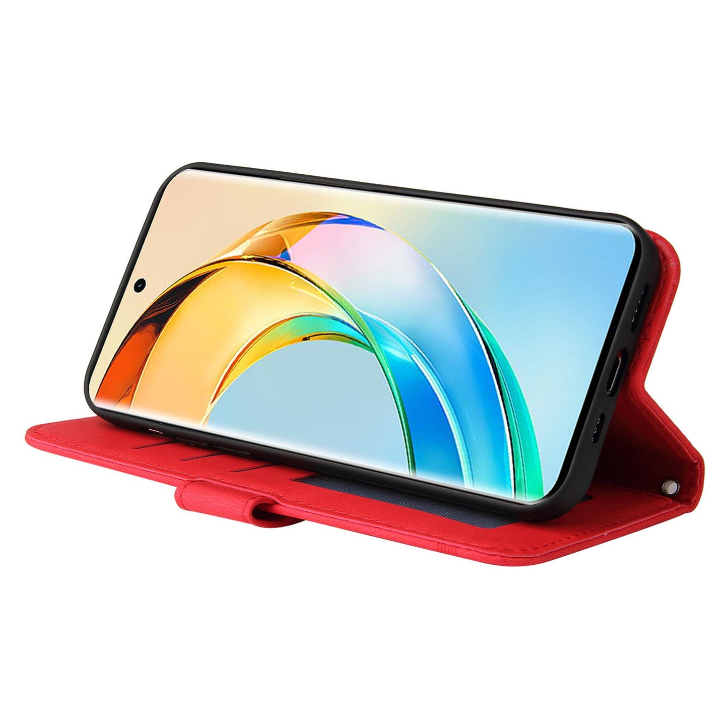 For Honor X50 Imprinted Skin-touch Phone Cover PU Leather Stand Wallet Shockproof Case