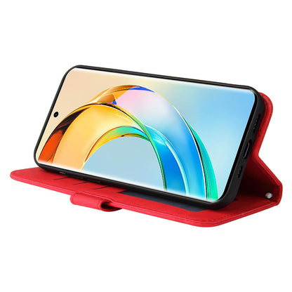 For Honor X50 Imprinted Skin-touch Phone Cover PU Leather Stand Wallet Shockproof Case