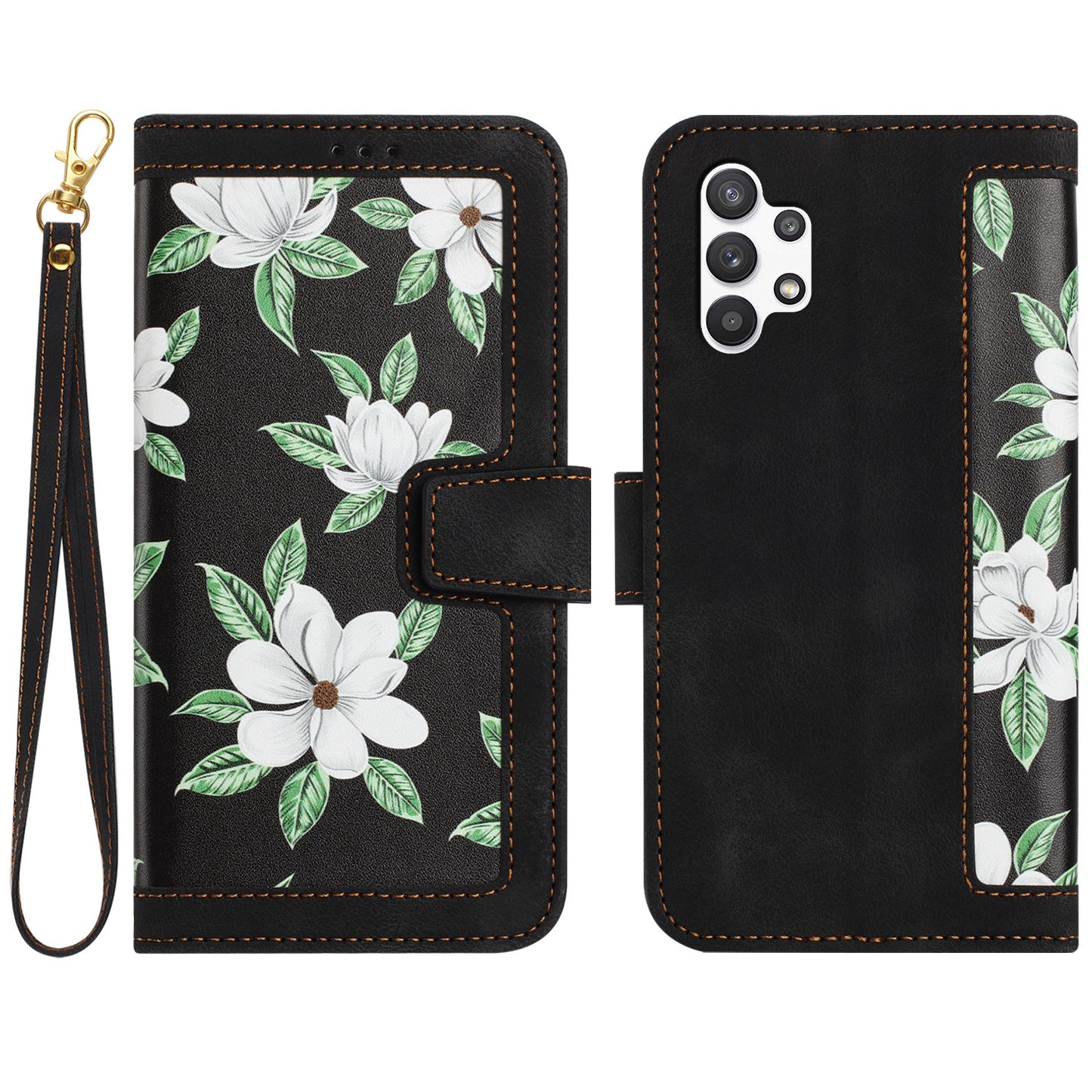 For Samsung Galaxy A13 4G / 5G Card Slots Phone Stand Case PU Leather Flower Pattern Printing Cover