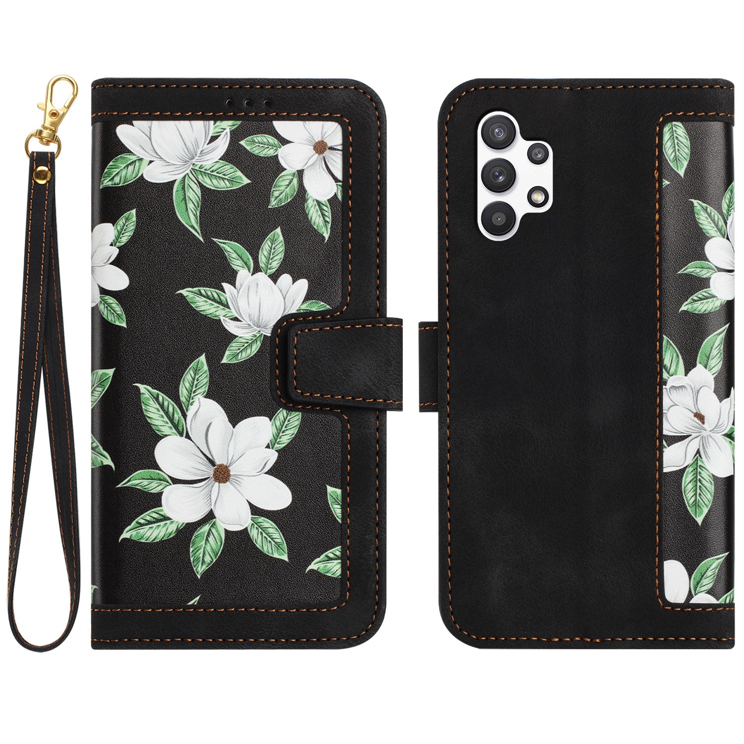 For Samsung Galaxy A13 4G / 5G Card Slots Phone Stand Case PU Leather Flower Pattern Printing Cover