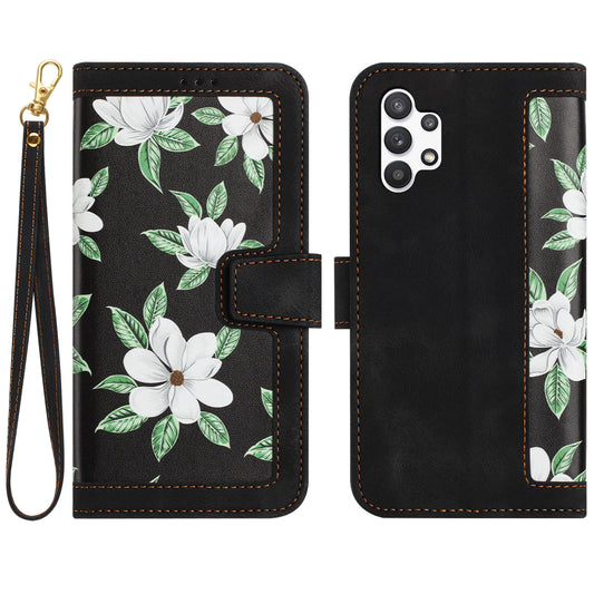 For Samsung Galaxy A13 4G / 5G Card Slots Phone Stand Case PU Leather Flower Pattern Printing Cover