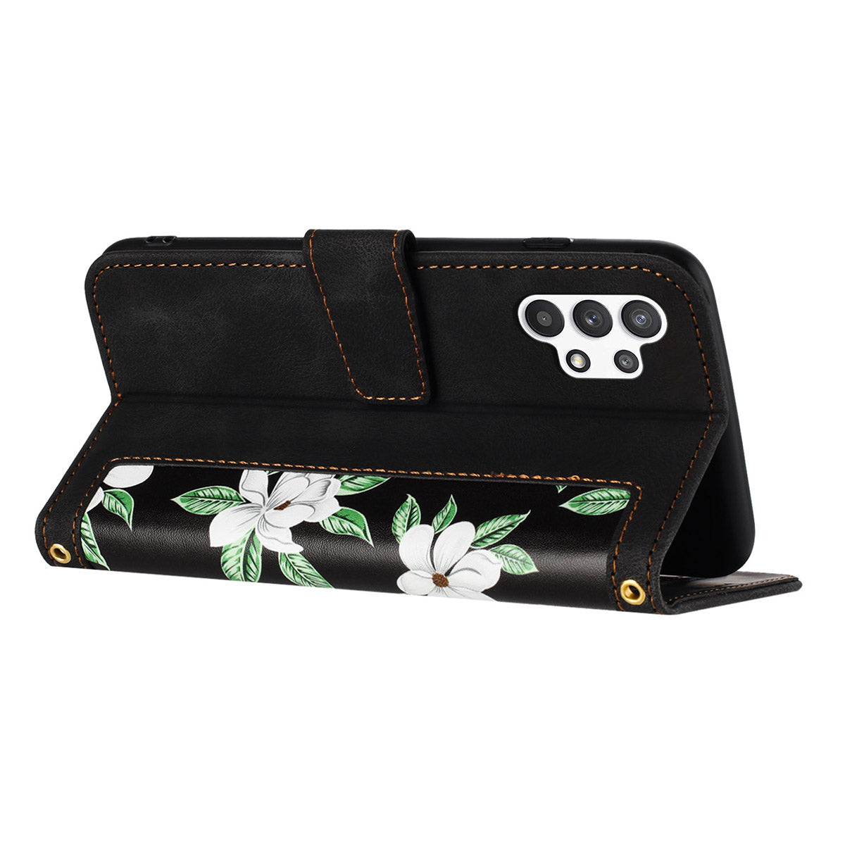 For Samsung Galaxy A13 4G / 5G Card Slots Phone Stand Case PU Leather Flower Pattern Printing Cover