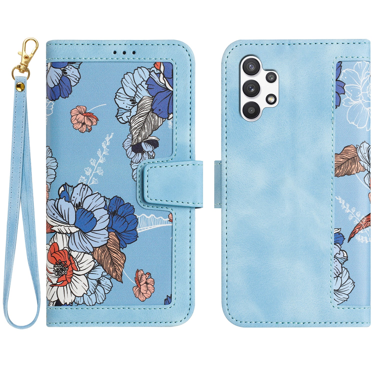 For Samsung Galaxy A13 4G / 5G Card Slots Phone Stand Case PU Leather Flower Pattern Printing Cover