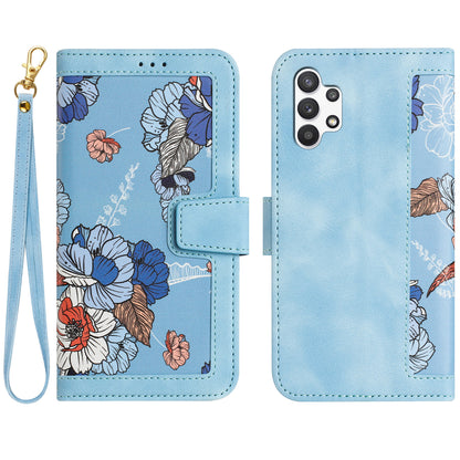 For Samsung Galaxy A13 4G / 5G Card Slots Phone Stand Case PU Leather Flower Pattern Printing Cover