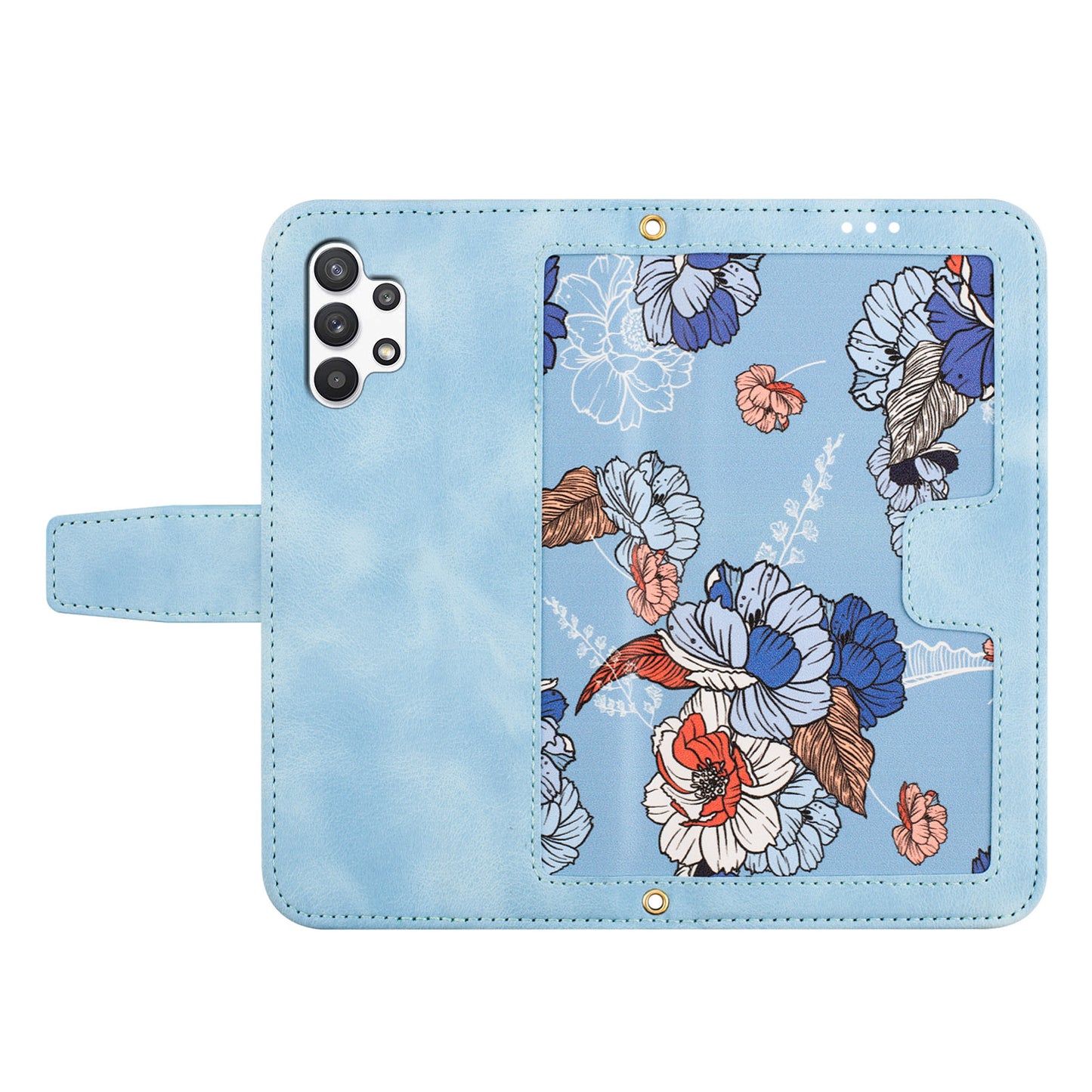 For Samsung Galaxy A13 4G / 5G Card Slots Phone Stand Case PU Leather Flower Pattern Printing Cover