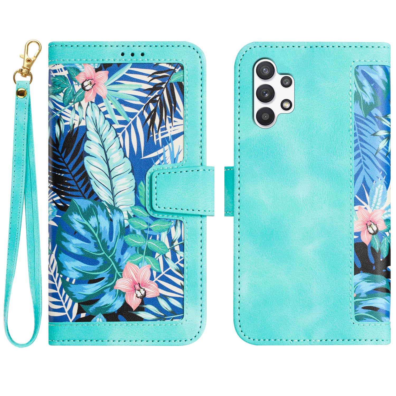 For Samsung Galaxy A13 4G / 5G Card Slots Phone Stand Case PU Leather Flower Pattern Printing Cover