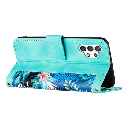 For Samsung Galaxy A13 4G / 5G Card Slots Phone Stand Case PU Leather Flower Pattern Printing Cover