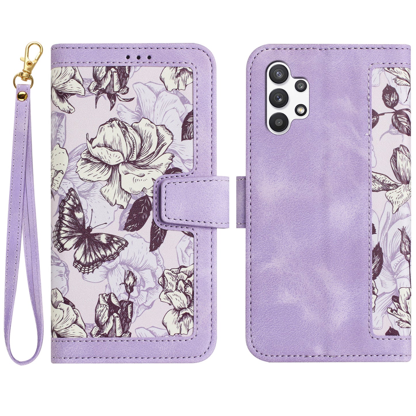 For Samsung Galaxy A13 4G / 5G Card Slots Phone Stand Case PU Leather Flower Pattern Printing Cover