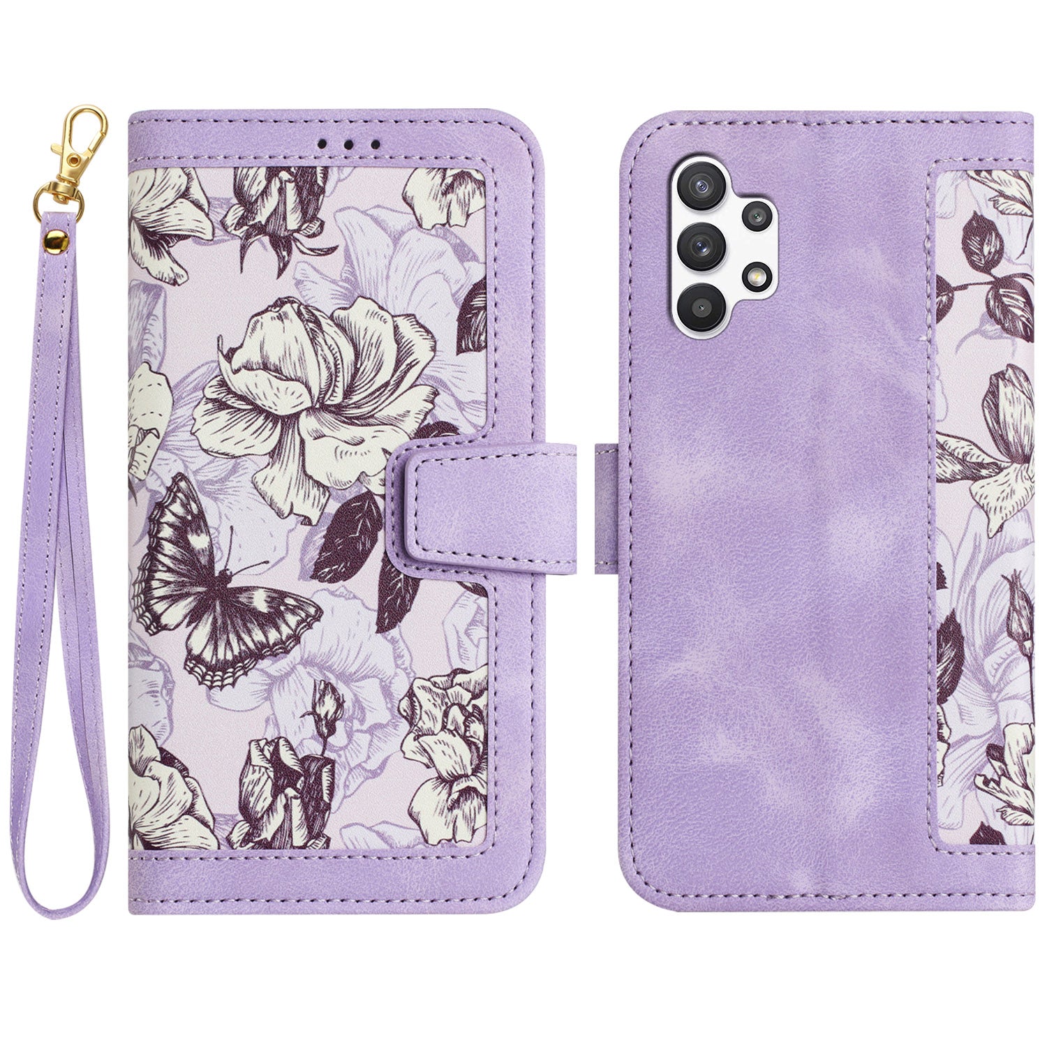 For Samsung Galaxy A13 4G / 5G Card Slots Phone Stand Case PU Leather Flower Pattern Printing Cover