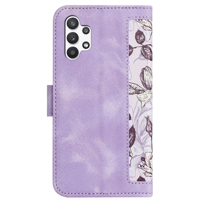 For Samsung Galaxy A13 4G / 5G Card Slots Phone Stand Case PU Leather Flower Pattern Printing Cover