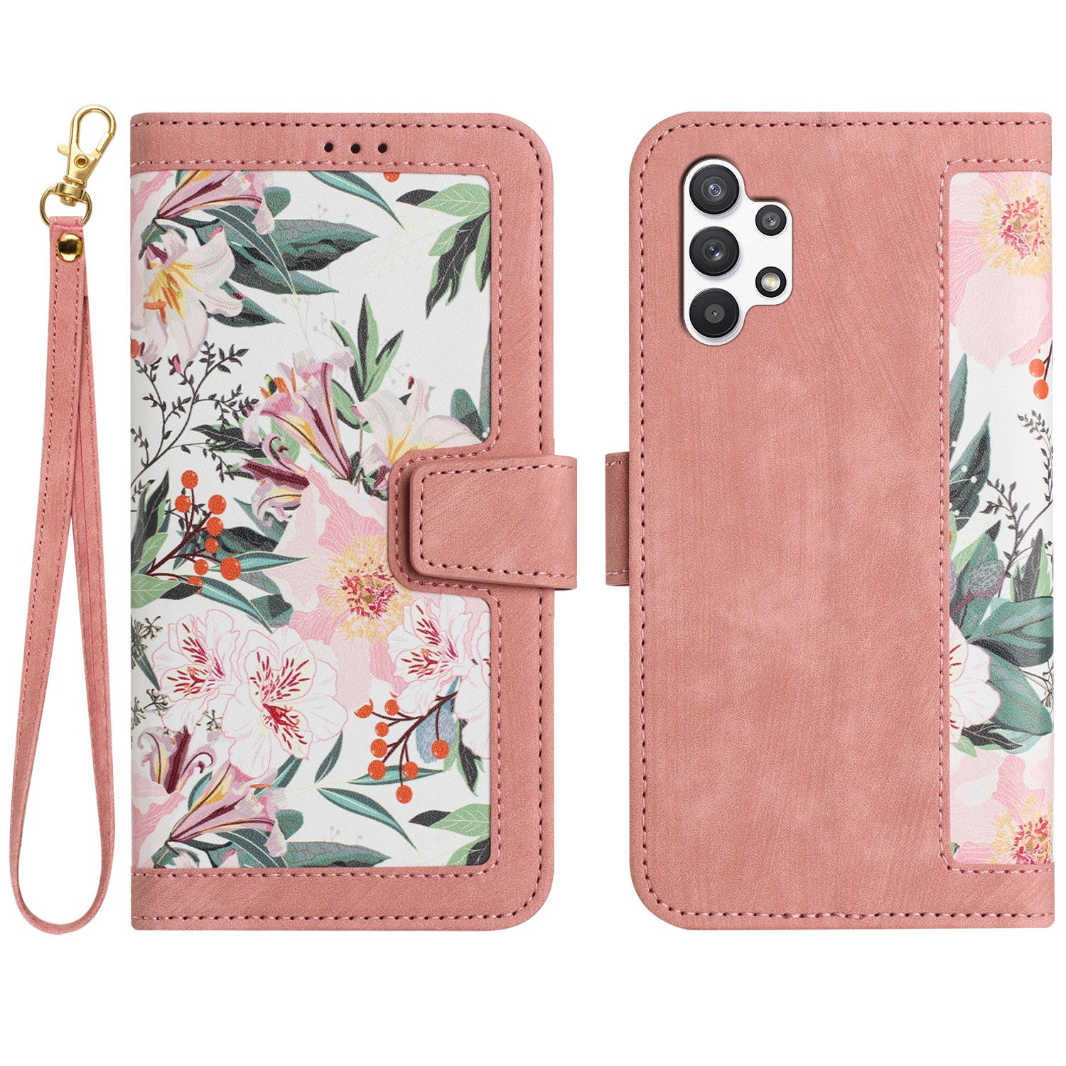 For Samsung Galaxy A13 4G / 5G Card Slots Phone Stand Case PU Leather Flower Pattern Printing Cover