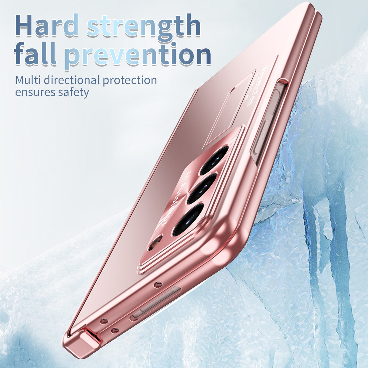 For Samsung Galaxy Z Fold5 5G Hinge Protection Phone Case Electroplating PC Phone Cover with Kickstand